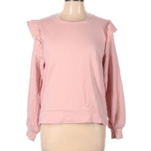 J. Crew baby pink womens size XL ruffle sweatshirt lightweight NWT